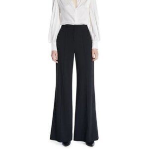 NWT LAUREN RALPH LAUREN Black 100% Silk Wide Leg Dress Pants Trousers Size 16